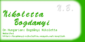 nikoletta bogdanyi business card